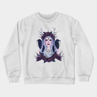 Jaylah goddess with ravens by Renee Lavoie Crewneck Sweatshirt